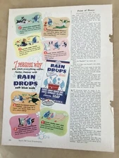 Rain Drops illustrated print ad 1947 vintage 40s art retro laundry & dish soap 