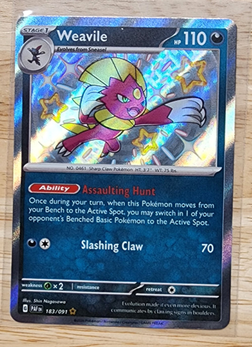 Weavile 183/091 - Holo Shiny Rare - Paldean Fates - Pokemon TCG - NM