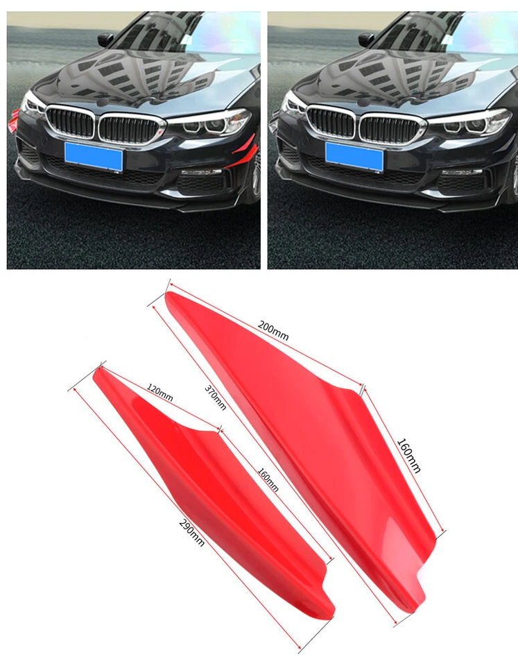 4pcs/set Yellow Spoiler Canards Valence Chin Bumper Lip Diffuser Splitter Fins — 第 2/2 张图片