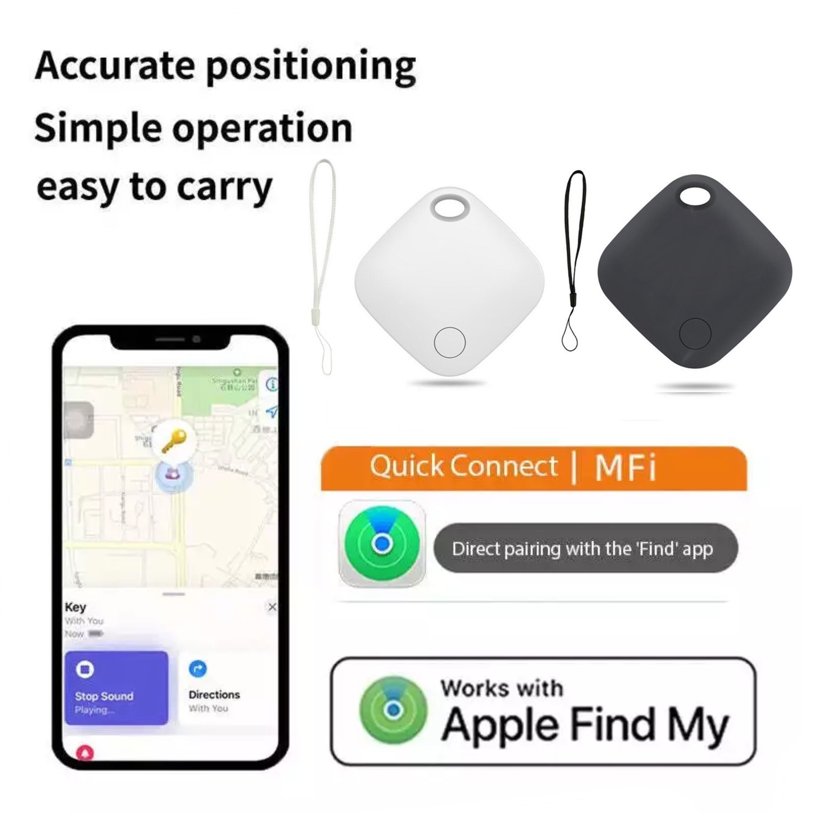 2024 Smart Bluetooth GPS Tracker Work with Apple Find My APP Anti Lost Reminder