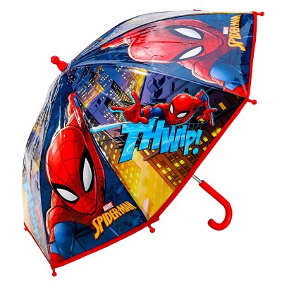 Spider-Man POE Kinder Regenschirm transparent Kinder Jungen Held Superheld Thwip bedruckt