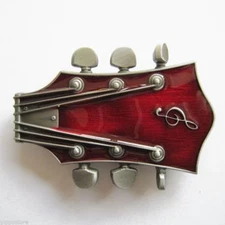 Red Guitar Head Music Belt Buckle