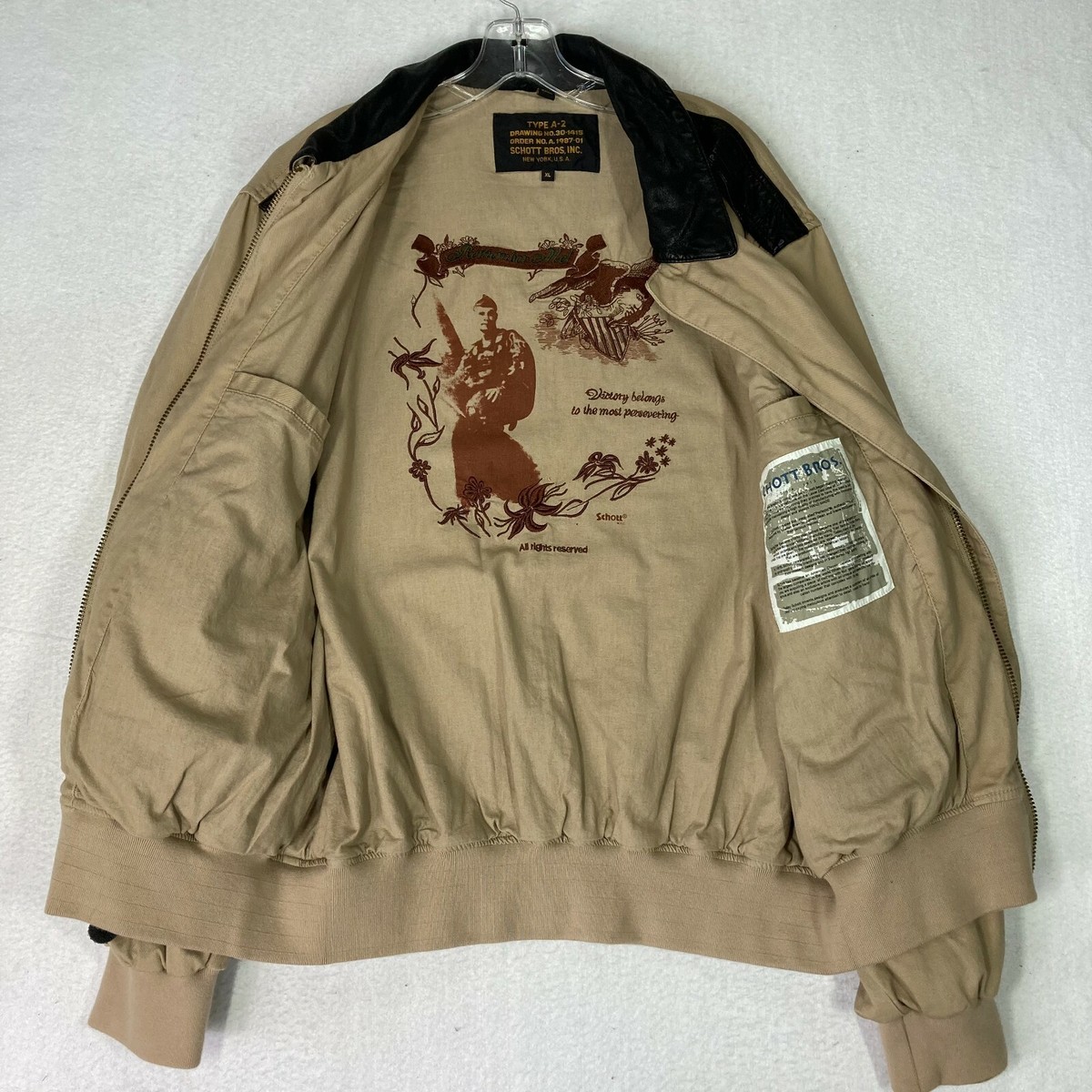 Vintage SCHOTT BROS Type A-2 Bomber Flight Jacket Mens XL Vintage SCHOTT BROS Type A-2 Bomber Flight Jacket Mens XL