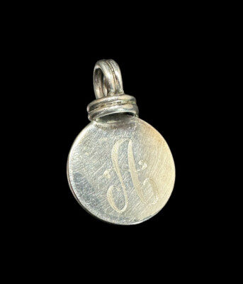 Vintage Initiale signiert Buchstabe A Anhänger Sterlingsilber Retro geätzt rund