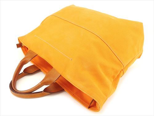 miu miu オレンジ トートバッグ Miu Miu Tote bag Orange Canvas Leather Woman unisex