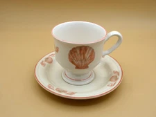 Vintage SangoStone Footed Coffee Cup and Saucer Coquille #3664