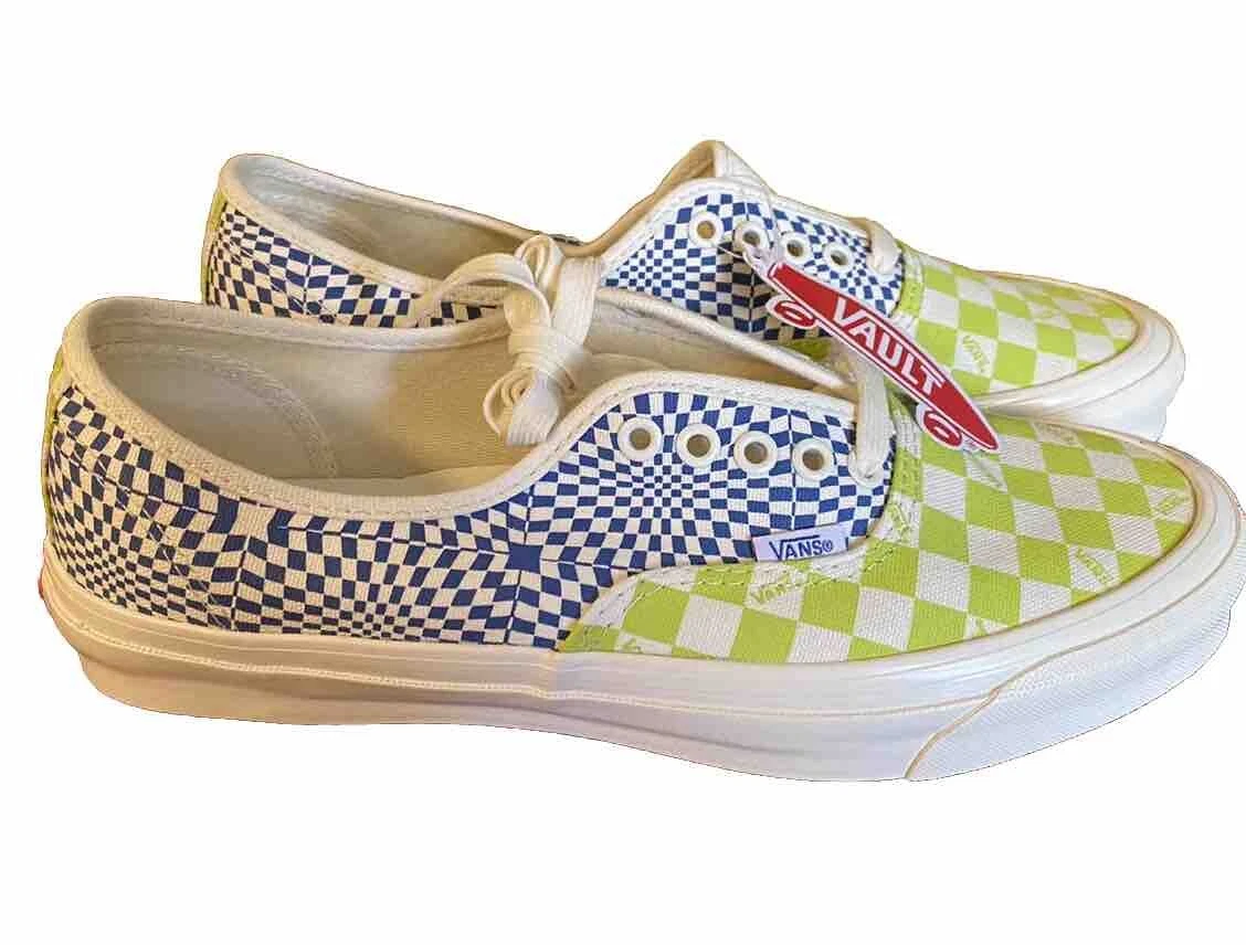 Scarpa da skate Vans Vault autentica a scacchiera taglia 10 verde blu SB OG