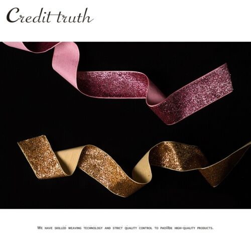 5M Glitter Sequin Velvet Ribbon Trim Webbing Bouquet Gift Decor Bowknot Craft - Picture 3 of 23