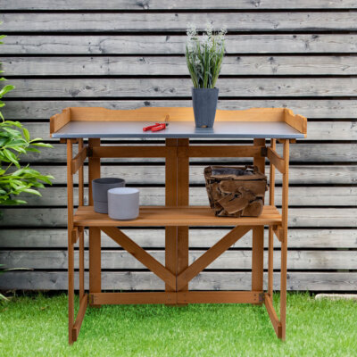 Pflanztisch Gartenarbeitstisch Pflanzentisch Klappbar Kiefernholz braun H 94 cm