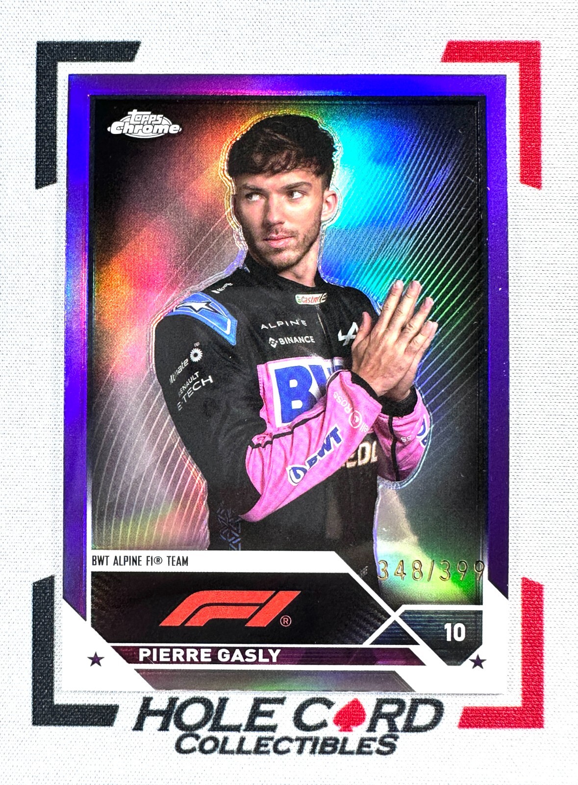 PIERRE GASLY 2023 Topps Chrome Formula 1 F1 #52 Purple Refractor 348/399