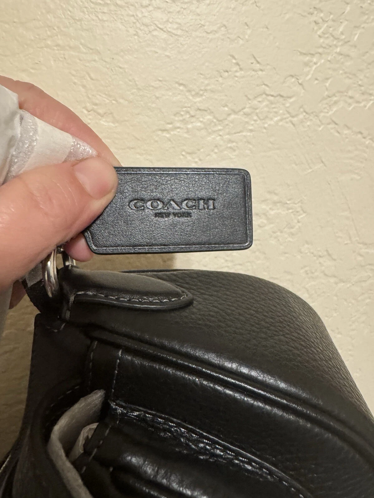 Borsa a tracolla Coach Ashton Baguette in pelle nuova con etichetta CM079 argento nero