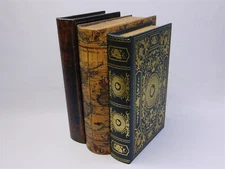 3 Faux Books Wood Storage Boxes Stash Box Valuables or Decor Staging