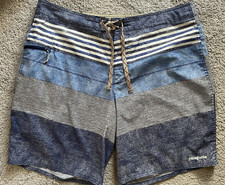 Patagonia Men's Board Shorts 86610 Sz 38 Blue White Swim Trunks Drawstring