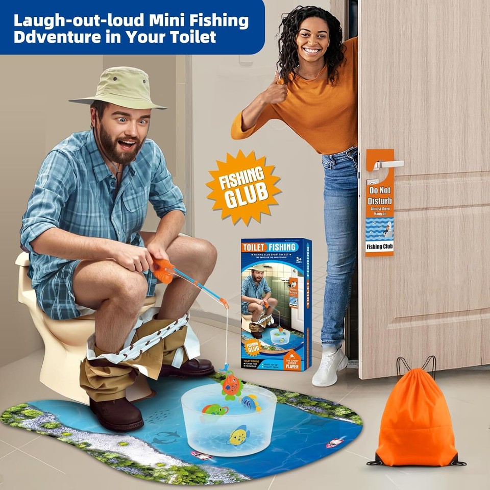 Toilet Fishing Funny Gifts for Men White Elephant Potty Fisher to