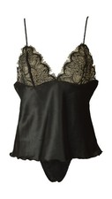 Womens Top Thong ANDRA Lace Up Tank Top with Lace Satin Cup and Thong