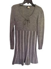 Venus Sweater Dress Gray with 2 Tone Stripe Bottom Womans S