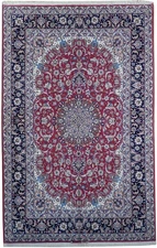 6.7 x 10.2 Signed Esfahaan Rug Wool and Silk 500 KPSI Genuine Irran #PIX-21983