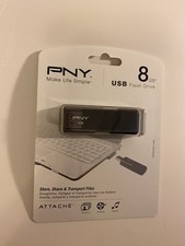 New  PNY Attache 8GB USB 2.0 Flash Drive - Thumb Portable Storage