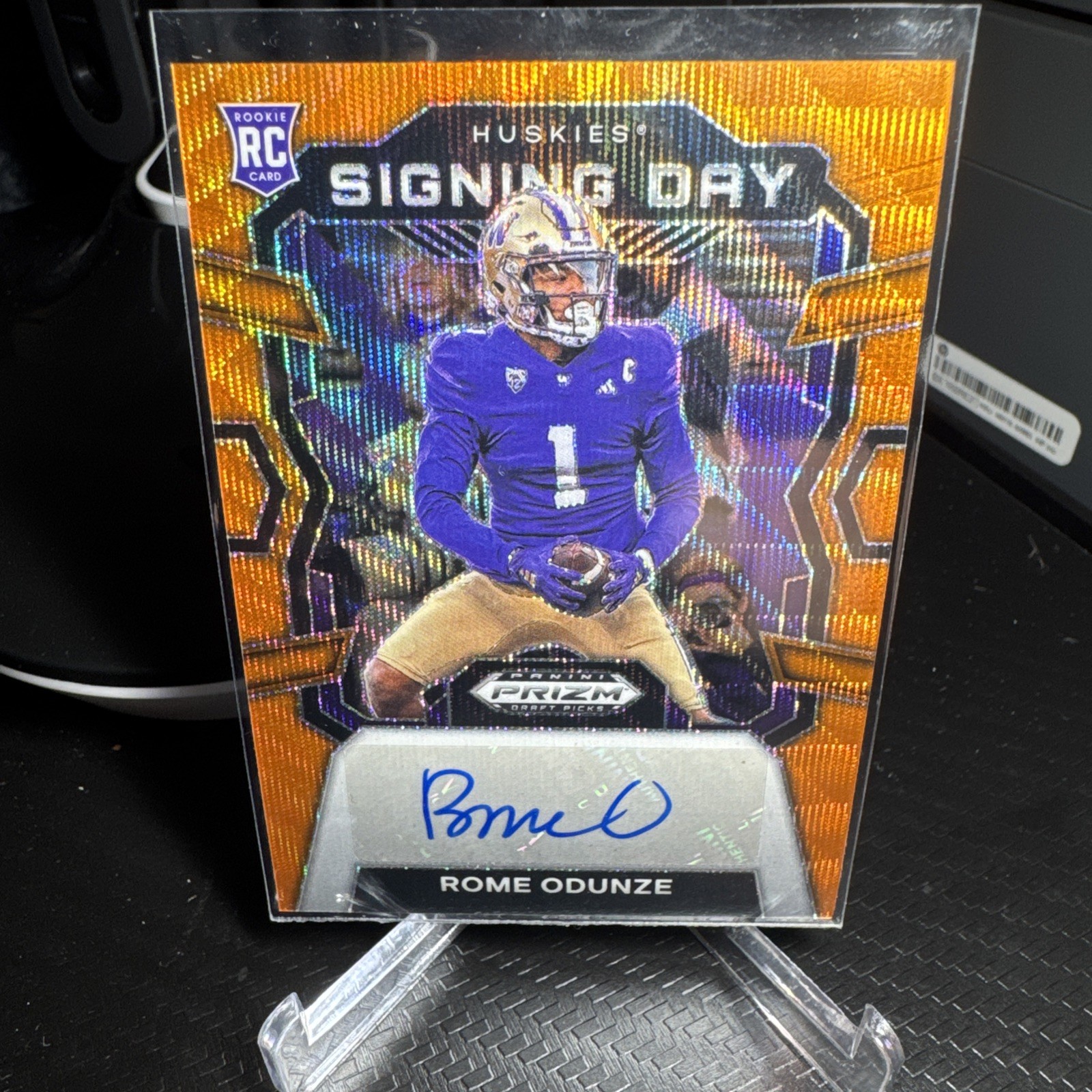 Rome Odunze Panini Prizm Draft Picks Signing Day #SDROE Orange Wave