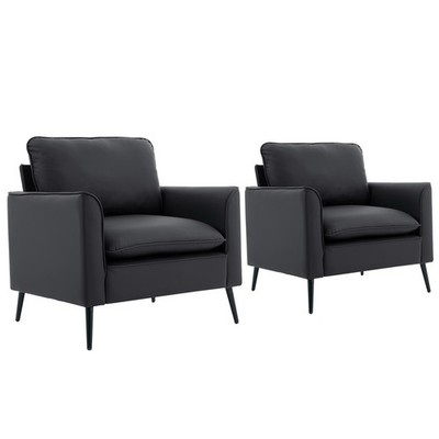 2x Cat Paw Leather Accent Chair Single Sofa Armchair Wood Legs Thick SeatCushion