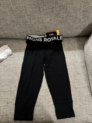 Mons Royale Herren Basisschicht Cascade Merino Flex 3/4 Leggings - schwarz - Small