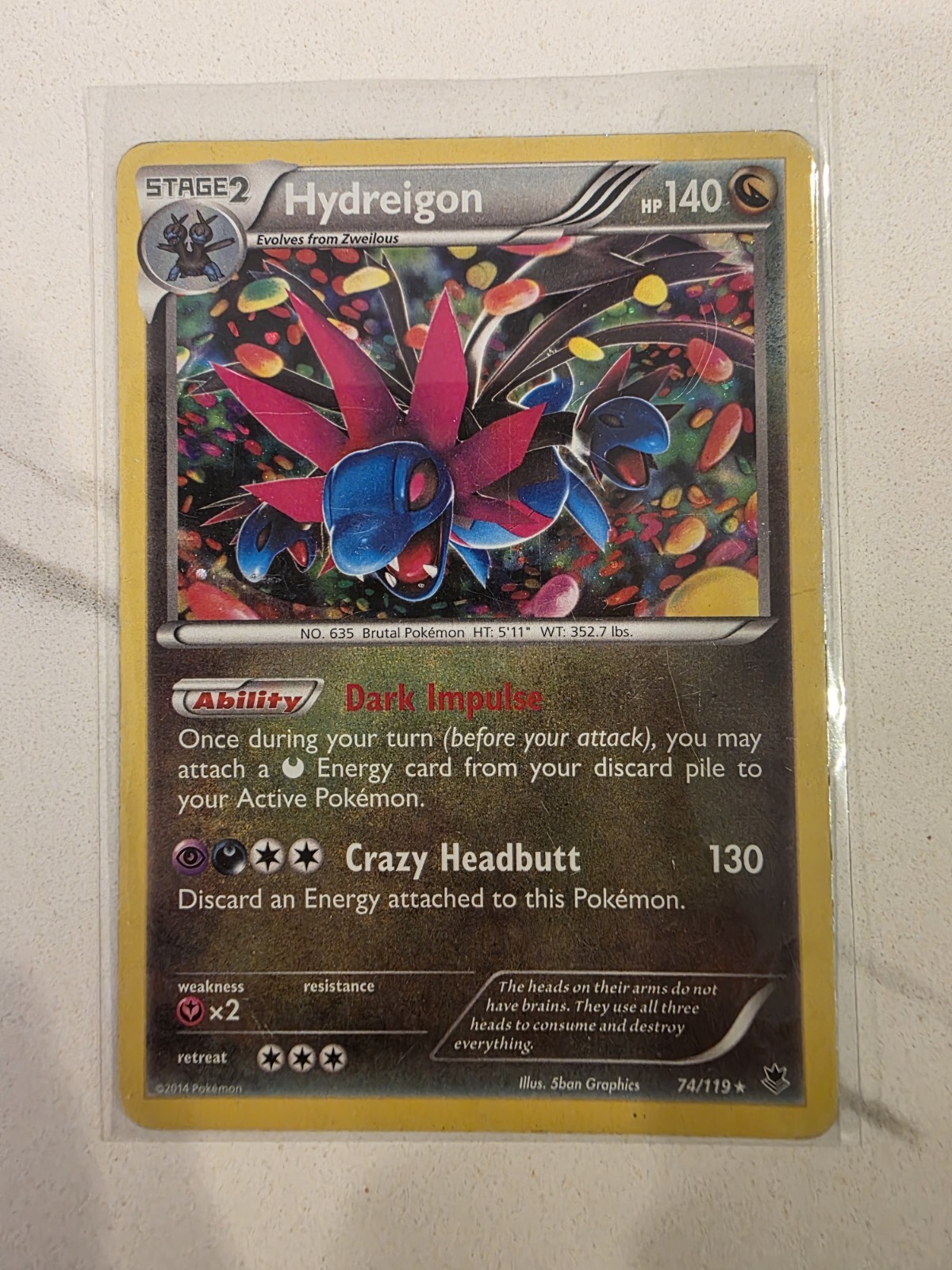 Pokémon TCG Card Hydreigon 74/119 XY Phantom Forces Cosmos Holo Rare MP