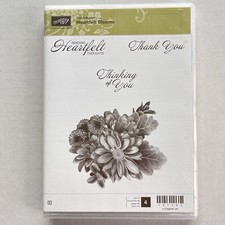Stampin Up Rubber Unmounted Cling Stamps HEARTFELT BLOOMS Set Of 4
