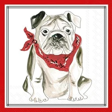 IHR Cocktail Napkins Rosanne Beck Hometown Pride Red Bulldog, 20-Count, 5"x5"