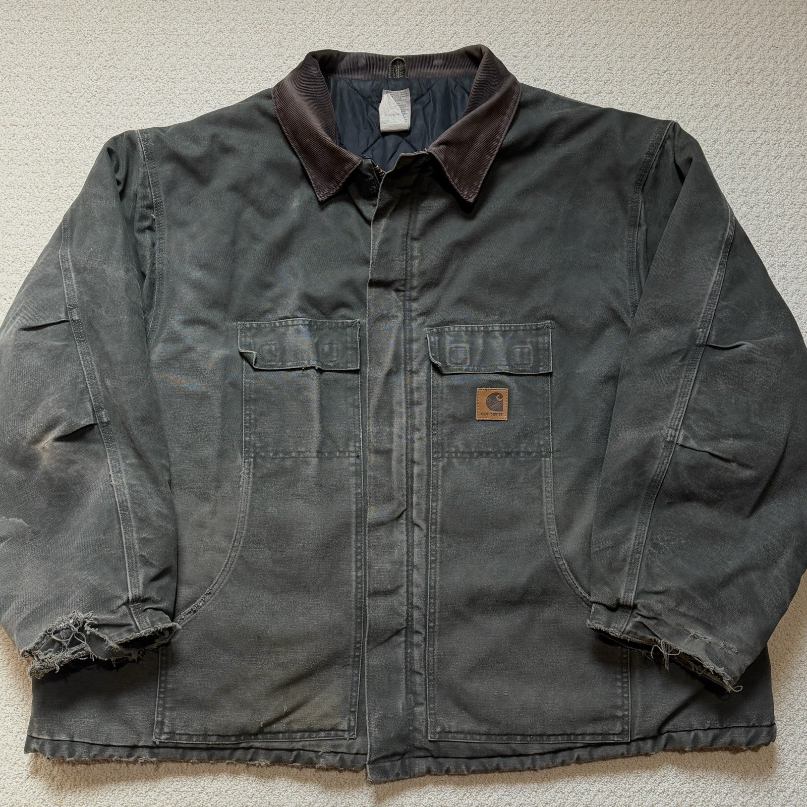 Vintage Carhartt Men's 5XL Moss Green Canvas Workwear Arctic Coat Jacket C26 MOS