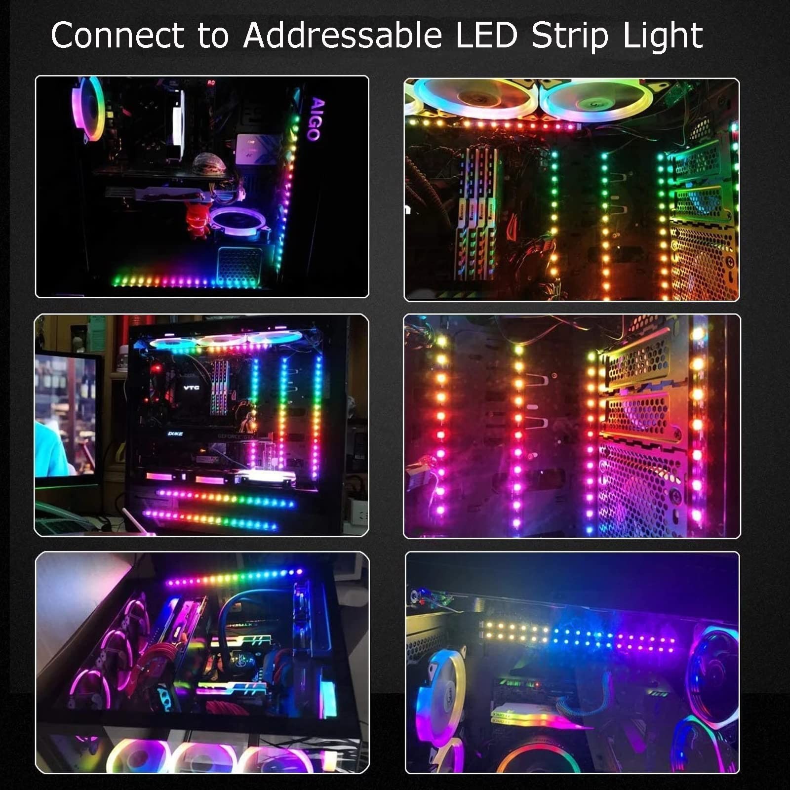 OPSFALCON ARGB Splitter Cable, 5V 3 Pin Addressable RGB Splitter Cable with 3...