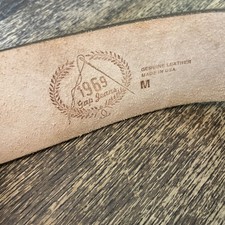 GAP 1969 Sz M Boho 2.75" Wide Brown Leather Embossed Belt Brass Made in USA