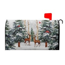 Winter Pine Tree Mailbox Cover Magnetic Standard Size 21"x18" Christmas Deer ...