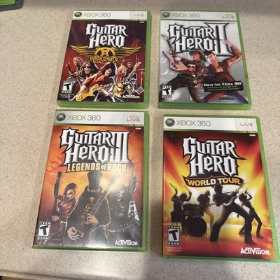 Guitar Hero Xbox 360 Game Lot Of 4 II, III, and World Tour Aerosmith All CIB