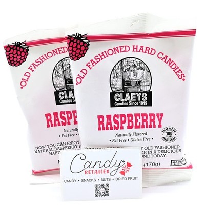 Claey's Old Fashioned Hard Candies 6oz Bag (Natural Raspberry, Pack of 2)