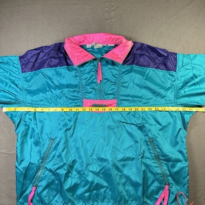 Vtg 80s Columbia Sportswear Pullover Windbreaker Pink Teal