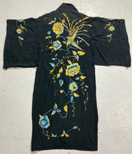 Antique Japanese Hand Embroidered Floral Kimono Multicolor Beautiful Robe