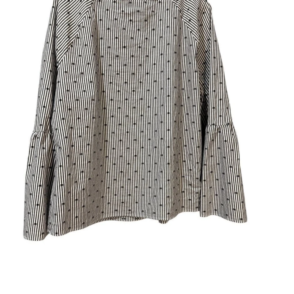 Banana Republic Kristen Bell Sleeve Top – Striped with Embroidered Dots Size: XL - Image 4 of 4