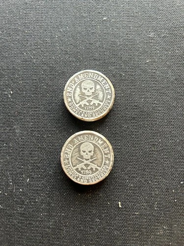 Two MK BarZ -2nd Amendment  1 Troy oz.999 Silver  Poured Round wt Coa