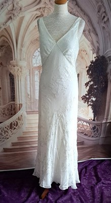 Monsoon, weißes komplett gefüttert, Seidenmix Brautkleid, Gr. 12, Neu mit Etikett
