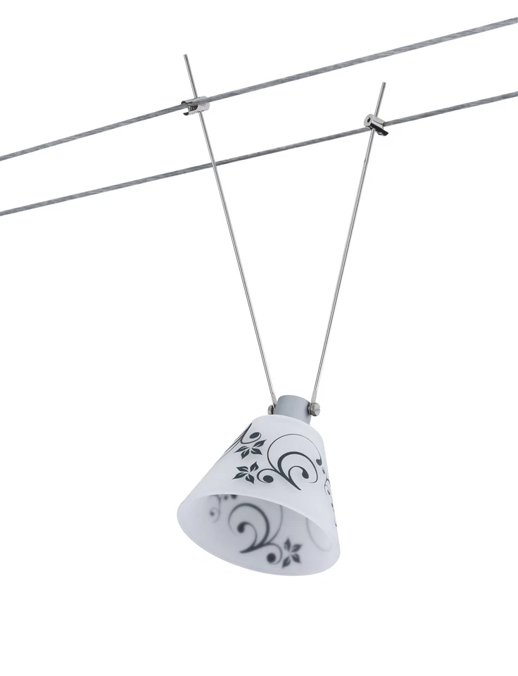 Abat-Jour Paulmann DecoSystems Kegi Noir/Blanc En Verre Max. 50W Floral - Photo 4/4