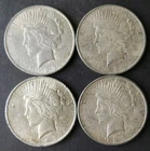 Lot of Four 1923 $1 Peace Silver Dollars
