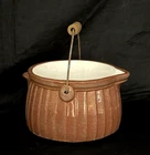 WELLER POTTERY REDWARE UTILITY SIDE POURING HANDLED BUCKET...RARE, SIGNED & MINT