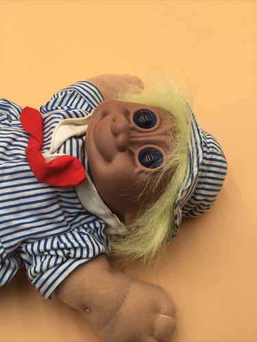 Russ Berrie Blue SAILOR Boy TROLL KIDZ 12' Soft Body DOLL Blue Eyes Yellow Hair - Picture 6 of 15