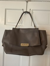 Zac Posen Taupe Leather Flap Front Large Purse W/ Gold Hardware