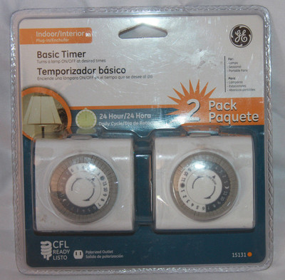 2 Pack GE Basic Timer Interior 24hr Daily Cycle Part # 15131