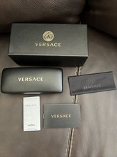 Versace Black Set Hard Shell Eyeglasses Sunglasses Medium Case Cloth Box