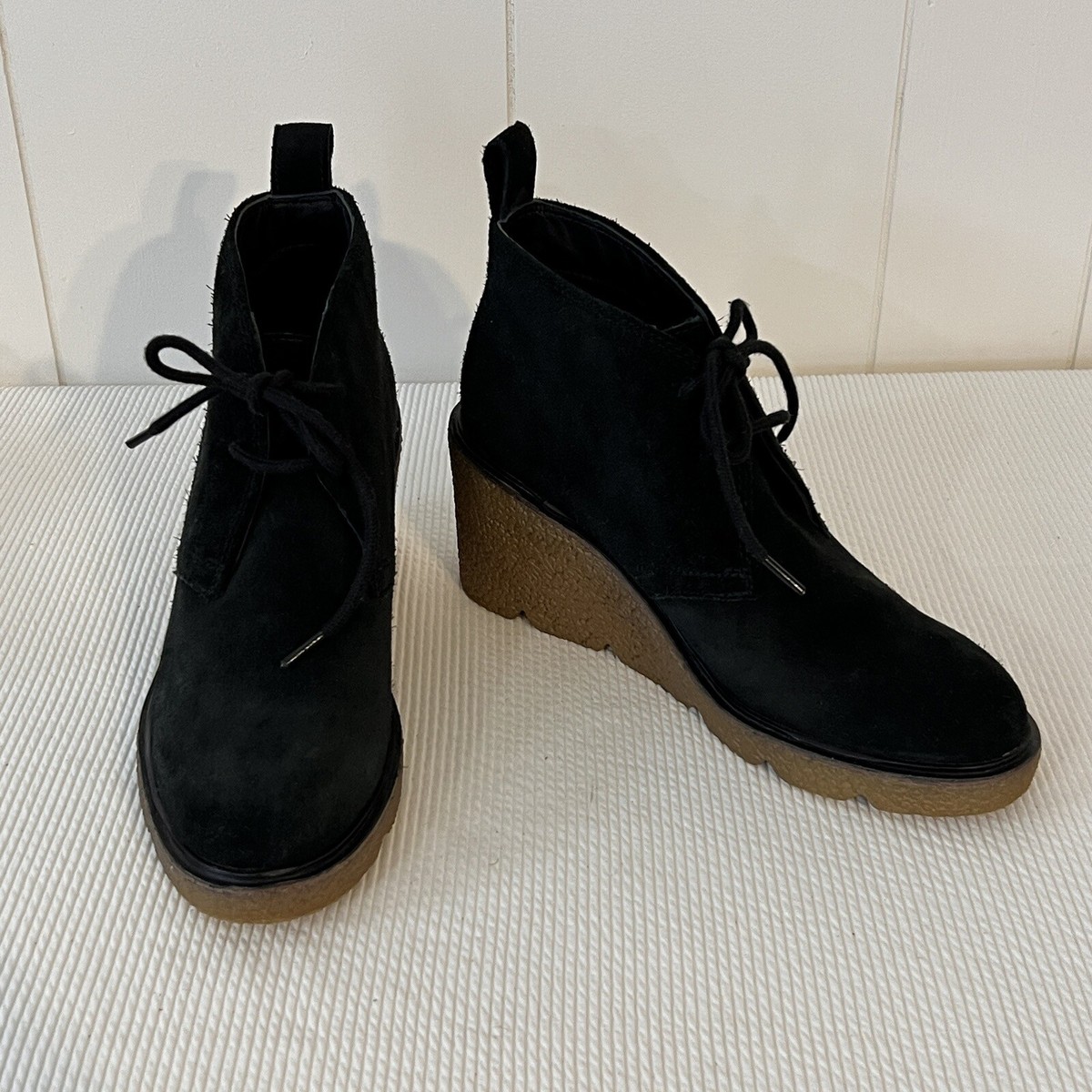 Clarks Clarkford Suede Chukka Boots Wedge Size Womens Black