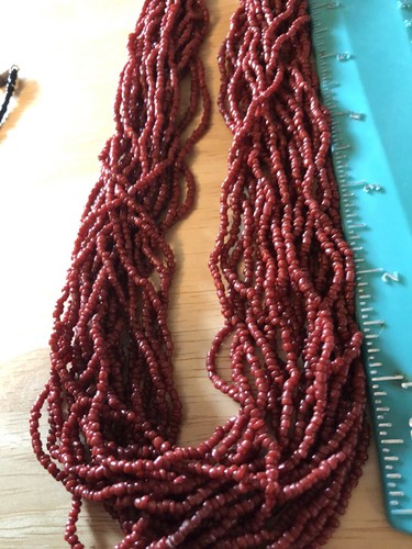 Lot of 3 Vintage Multi-Strand Seed Bead Choker Necklaces Bold Colors - Picture 4 of 7