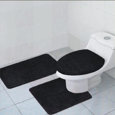 3-Piece Quinn Solid Bathroom Rug Set Bath Mat Contour Toilet Lid Cover 11 Colors
