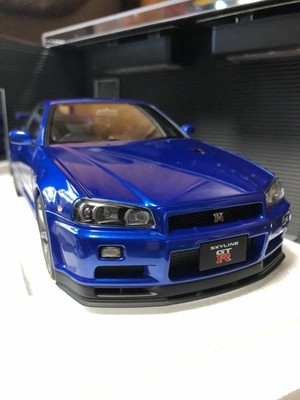 Auto Art 1 18 Nissan Skyline Gt R R34 V Spec Ii Bayside Blue Ebay